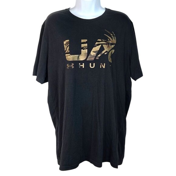 Under Armour UA Hunt Loose Fit Black T-Shirt XL Camouflage Logo - Picture 1 of 8